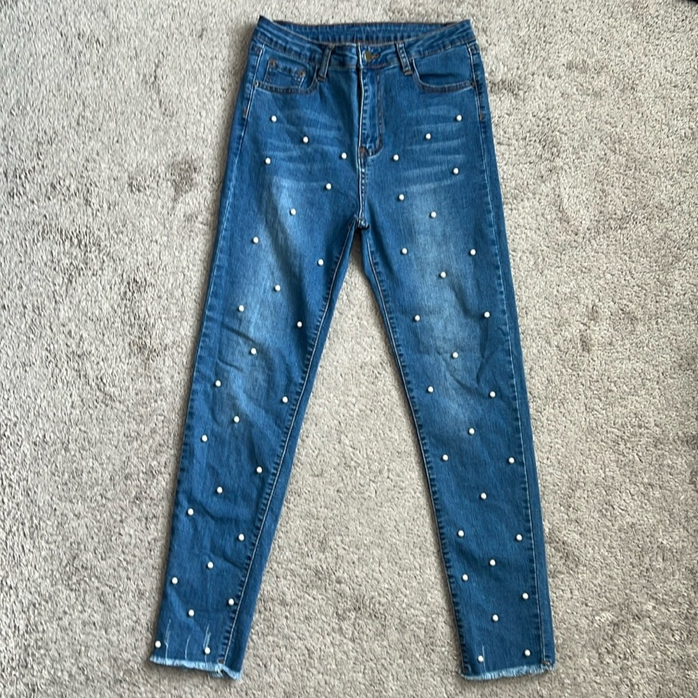 Pearl Embellished Skinny Jean